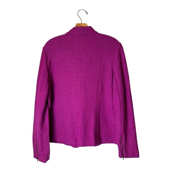 Talbots Jacket Women 12 Wide Purple Wool Blend Asymmetric Zip Mock Neck Coat - Picture 2 of 10
